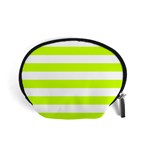Horizontal Stripes - White and Fluorescent Yellow Accessory Pouch (Small)