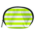 Horizontal Stripes - White and Fluorescent Yellow Accessory Pouch (Medium)
