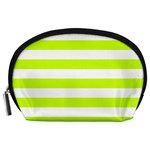 Horizontal Stripes - White and Fluorescent Yellow Accessory Pouch (Large)