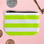 Horizontal Stripes - White and Fluorescent Yellow Mini Coin Purse