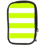 Horizontal Stripes - White and Fluorescent Yellow Compact Camera Leather Case