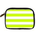 Horizontal Stripes - White and Fluorescent Yellow Digital Camera Leather Case