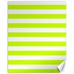 Horizontal Stripes - White and Fluorescent Yellow Canvas 11  x 14 