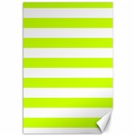 Horizontal Stripes - White and Fluorescent Yellow Canvas 12  x 18 