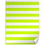 Horizontal Stripes - White and Fluorescent Yellow Canvas 18  x 24 