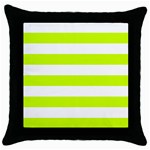 Horizontal Stripes - White and Fluorescent Yellow Throw Pillow Case (Black)
