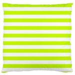 Horizontal Stripes - White and Fluorescent Yellow Large Cushion Case (One Side)