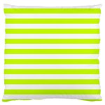 Horizontal Stripes - White and Fluorescent Yellow Large Flano Cushion Case (Two Sides)