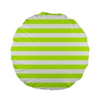 Horizontal Stripes - White and Fluorescent Yellow Standard 15  Premium Round Cushion