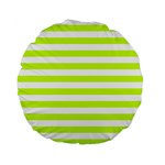 Horizontal Stripes - White and Fluorescent Yellow Standard 15  Premium Flano Round Cushion