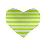 Horizontal Stripes - White and Fluorescent Yellow Standard 16  Premium Heart Shape Cushion