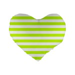 Horizontal Stripes - White and Fluorescent Yellow Standard 16  Premium Flano Heart Shape Cushion