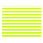 Horizontal Stripes - White and Fluorescent Yellow Double Sided Flano Blanket (Large)