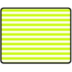 Horizontal Stripes - White and Fluorescent Yellow Double Sided Fleece Blanket (Medium) (Two Sides)