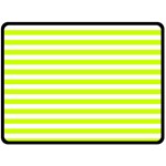 Horizontal Stripes - White and Fluorescent Yellow Double Sided Fleece Blanket (Large) (Two Sides)