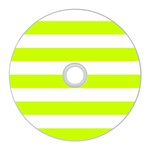 Horizontal Stripes - White and Fluorescent Yellow CD Wall Clock