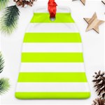 Horizontal Stripes - White and Fluorescent Yellow Bell Ornament (Two Sides)