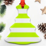 Horizontal Stripes - White and Fluorescent Yellow Ornament (Christmas Tree)