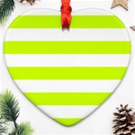 Horizontal Stripes - White and Fluorescent Yellow Ornament (Heart)