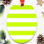 Horizontal Stripes - White and Fluorescent Yellow Ornament (Oval)