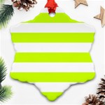 Horizontal Stripes - White and Fluorescent Yellow Ornament (Snowflake)
