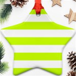 Horizontal Stripes - White and Fluorescent Yellow Star Ornament (Two Sides)