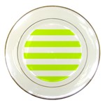 Horizontal Stripes - White and Fluorescent Yellow Porcelain Plate