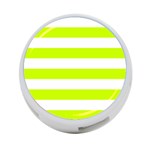 Horizontal Stripes - White and Fluorescent Yellow 4-Port USB Hub (One Side)