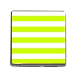 Horizontal Stripes - White and Fluorescent Yellow Memory Card Reader (Square)