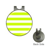 Horizontal Stripes - White and Fluorescent Yellow Golf Ball Marker Hat Clip