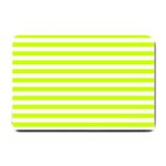 Horizontal Stripes - White and Fluorescent Yellow Small Doormat