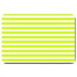 Horizontal Stripes - White and Fluorescent Yellow Large Doormat