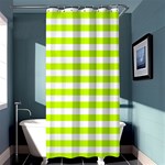 Horizontal Stripes - White and Fluorescent Yellow Shower Curtain 36  x 72  (Stall)