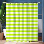 Horizontal Stripes - White and Fluorescent Yellow Shower Curtain 60  x 72  (Medium)