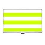 Horizontal Stripes - White and Fluorescent Yellow Business Card Holder