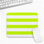 Horizontal Stripes - White and Fluorescent Yellow Small Mousepad