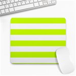 Horizontal Stripes - White and Fluorescent Yellow Large Mousepad