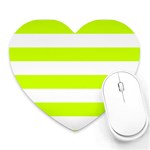 Horizontal Stripes - White and Fluorescent Yellow Heart Mousepad