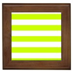 Horizontal Stripes - White and Fluorescent Yellow Framed Tile