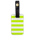 Horizontal Stripes - White and Fluorescent Yellow Luggage Tag (One Side)