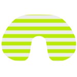 Horizontal Stripes - White and Fluorescent Yellow Travel Neck Pillow