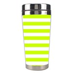 Horizontal Stripes - White and Fluorescent Yellow Stainless Steel Travel Tumbler
