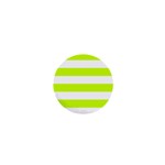 Horizontal Stripes - White and Fluorescent Yellow 1  Mini Button