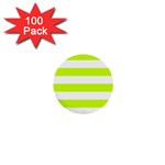 Horizontal Stripes - White and Fluorescent Yellow 1  Mini Button (100 pack)