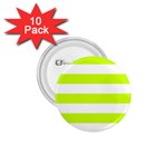 Horizontal Stripes - White and Fluorescent Yellow 1.75  Button (10 pack)