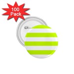 Horizontal Stripes - White and Fluorescent Yellow 1.75  Button (100 pack)