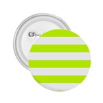 Horizontal Stripes - White and Fluorescent Yellow 2.25  Button