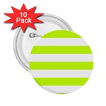 Horizontal Stripes - White and Fluorescent Yellow 2.25  Button (10 pack)