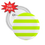 Horizontal Stripes - White and Fluorescent Yellow 2.25  Button (100 pack)