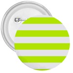 Horizontal Stripes - White and Fluorescent Yellow 3  Button